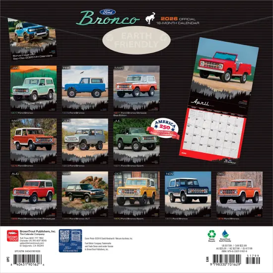 Ford Bronco OFFICIAL | 2026 12 x 24 Inch (Hanging) Monthly Square Wall Calendar | Plastic-Free {2}