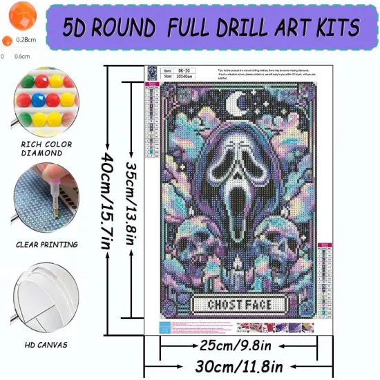 5D Halloween Diamond Painting Kits - 12x 16 Inch {3}