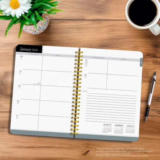 Black Solid | 2026 6x7.75 Inch Weekly Desk Planner | Foil Stamped Cover {5}