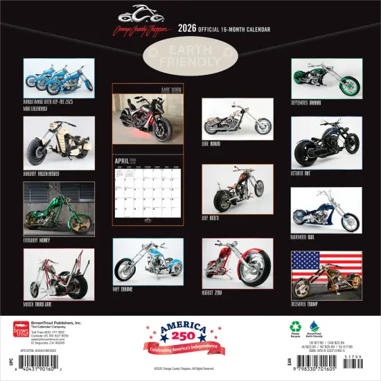 Orange County Choppers OFFICIAL | 2026 12 x 24 Inch (Hanging) Monthly Square Wall Calendar | Plastic-Free {2}