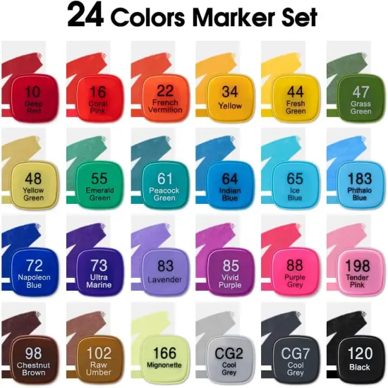 Alcohol Markers for Drawing Coloring 24 Colors {3}