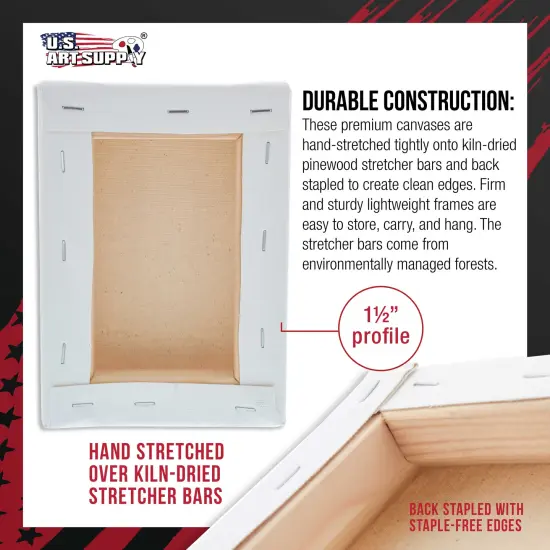 5-Pack Bulk Stretched Canvas for Painting 4 x 6 inch Gallery Depth 1-1/2" Profile - Professional Artist Quality, 100% Cotton 12-Ounce Gesso Triple Primed for Acrylic Pouring, Oil {3}