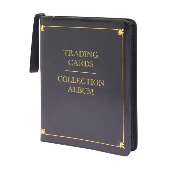 9 Pocket 3 Ring Leather TCG Binder for Baseball, Trading Game, and Sports Card, 30 Pages, Holds 540 Cards (10.8 x 1.8 x 13.5 In) Black {7}