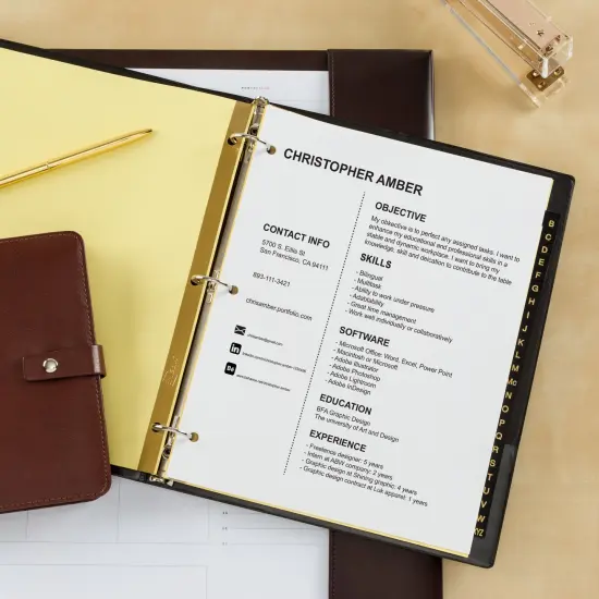 Avery A-Z Dividers for 3 Ring Binders, 25 Tabs per Set, Pre-Printed Black Leather Tabs (3 Sets of 21350) {6}