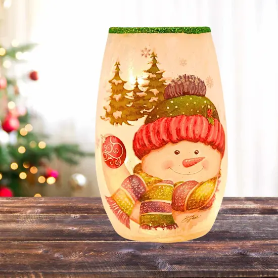 Stony Creek 5.25 In Jolly Snowman Pre-Lit Small Christmas Lighted Glass Accent , Christmas Decor Electric Frosty Winter Green ORNAMENT {4}