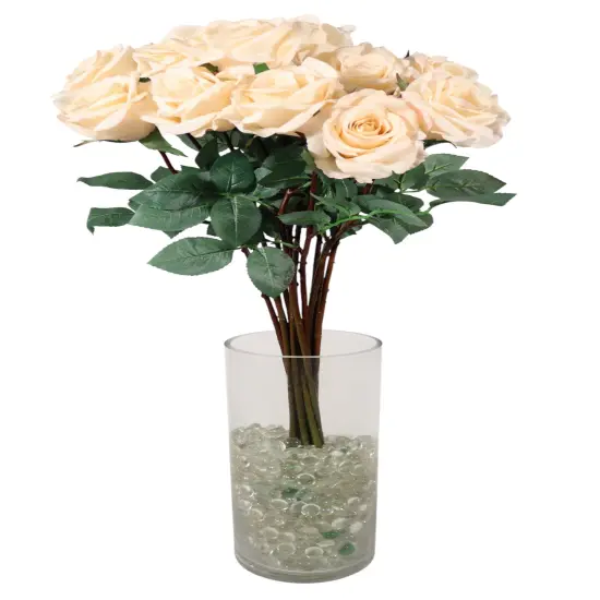 27&rdquo; Real Touch Peach Rose 4&rdquo; Bloom, Lifelike Faux Flower for Bouquets, Home & Wedding Decor {4}