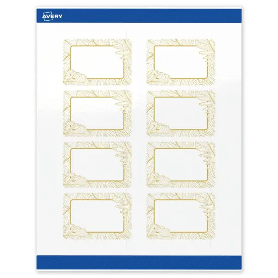Avery Printable Rectangle Labels with Sure Feed Technology, Pre-Printed Gold Florals, Glossy White, 2" x 3", Laser & Inkjet Compatible, 80 Total, Great for Branding, Marketing, and Events {1}