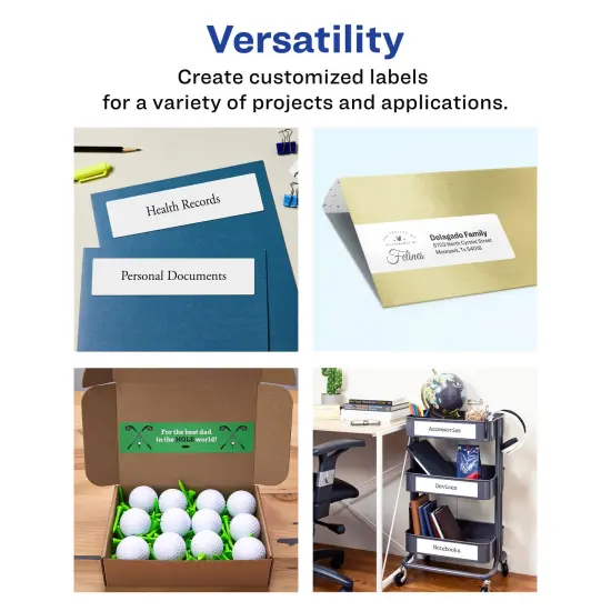 Avery Matte White Removable Rectangle Labels with Sure Feed Technology, Print-to-the-Edge, 2" x 7" {3}