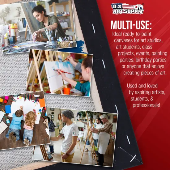 8 x 8 inch Black Stretched Canvas 12-Ounce Primed, 4-Pack - Professional Artist Quality 3/4" Profile, 100% Cotton, Heavy-Weight, Gesso {5}