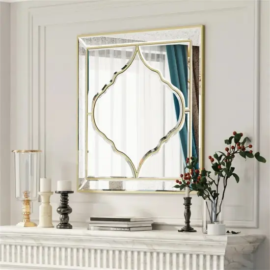 Large Square Wall Mirror Gold Edge Bedroom Hallway Living Room Decorative Mirror {4}