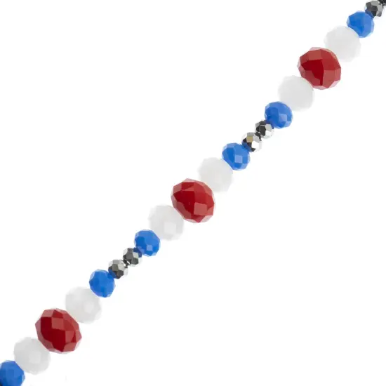 Crystal Lane DIY 7" Mixed Designer Glass Bead Mix Strand Red White Blue Mix {1}