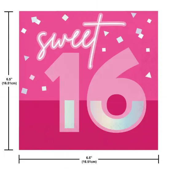 Pink Party "16"Lunch Napkin, Foil (16/Pkg) {2}