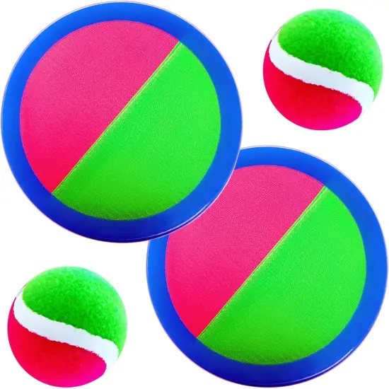 Toss and Catch Velcro Ball Set (Hook and Loop), Kids Outdoor Games, Beach Toys, Backyard Sports, Paddle Ball Games (Pack of 2 Paddles and 2 Balls) {1}