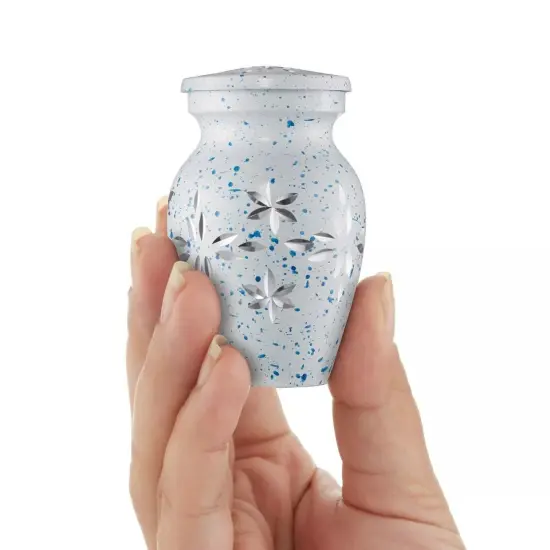 Mini Keepsake Cremation Urns for Human Ashes, Set of 6 Silver and Gold with Case {3}