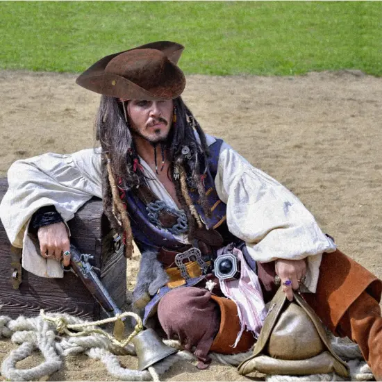 4E&rsquo;s Novelty Brown Faux Leather Tricorn Hat - Pirate Costume for Men, Women & Kids, Pirate Accessories for Dress Up, Halloween Adult Pirate Costume {3}