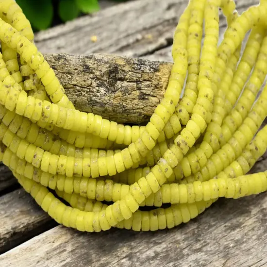 6x3mm Aged Citrus Yellow Indonesian Heishi Beads (20" Strand) {2}