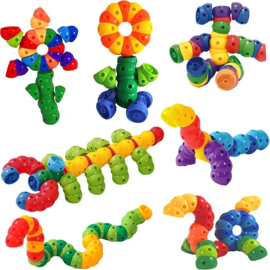 Snap n Twist Building Toys -Wocky Blocks- 80 Pieces STEM Snap Cubes - Manipulatives for Elementary School & Preschool - Tactile Sensory Toys for Boys & Girls,Stem Toys for 3 Year Old. {3}