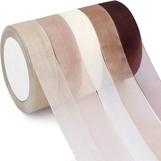 5 Rolls Organza Ribbon 1" x 25 Yd Each Roll, Fall Sheer Chiffon Ribbon, Transparent Sheer Ribbon for Gift Wrapping, Bouquet, Wedding, Party Decoration {1}