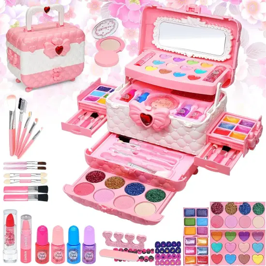 Kids Makeup Kit for Girl - Kids Makeup Kit Toys for Girls,Play Real Makeup Girls Toys,Washable Make Up for Little Girls,Non Toxic Toddlers Cosmetic for Children Age 3-12 Years Old,Teen (Pink) {1}