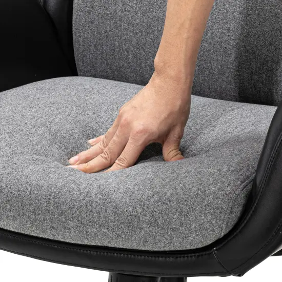 Mid-Century Modern Two-tone color Leatherette Adjustable Swivel High Back Office Chairs Black & gray {5}