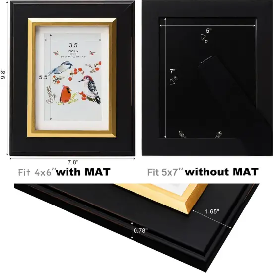 5x7 Picture Frame Photo Frame, Made of Solid MDF Wood with Real Glass {3}