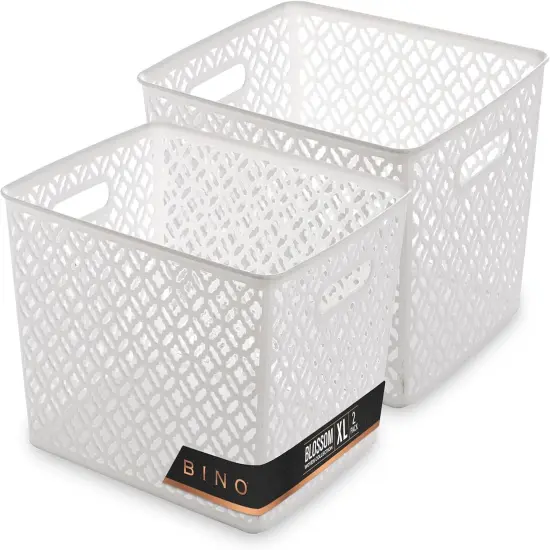 Multi-Use Organizer Bin l Built-in Handles l Plastic Woven Basket for Organizing {1}