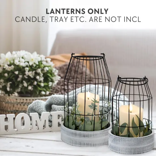 Rustic Farmhouse Lantern Decor Set of 2 - Stylish Decorative Lanterns for Your Living Room, Fireplace Mantle or Kitchen Dining Table - Modern Upscale Beauty for Your Entire Home {2}