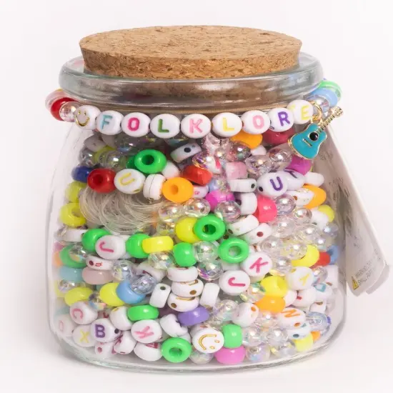Folklore Multicolor Round Letter and Guitar Charm Diy Bead Jar {1}