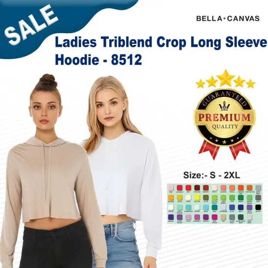 Bella + Canvas&reg; Ladies Triblend Crop Long Sleeve Hoodie Sunset Triblend {3}