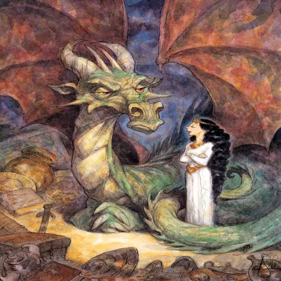 New York Puzzle Company Chat with a Dragon 500 Piece Piece Jigsaw Puzzle {3}