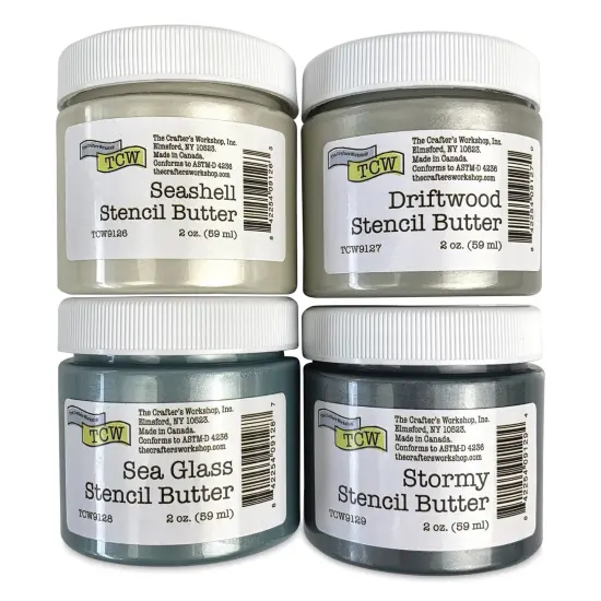 Stencil Butter Acrylic Paints - Pkg of 4, Beach House, 2 oz Jars {1}