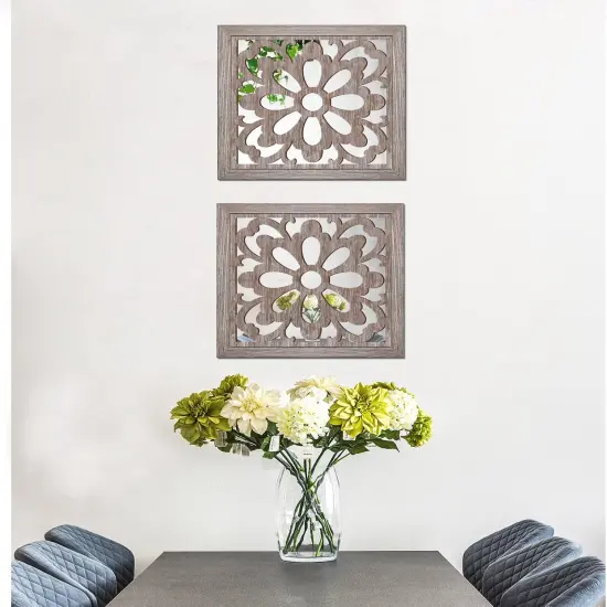 2pcs Set Square Mandala Cutout Wall Mirror Decor {5}