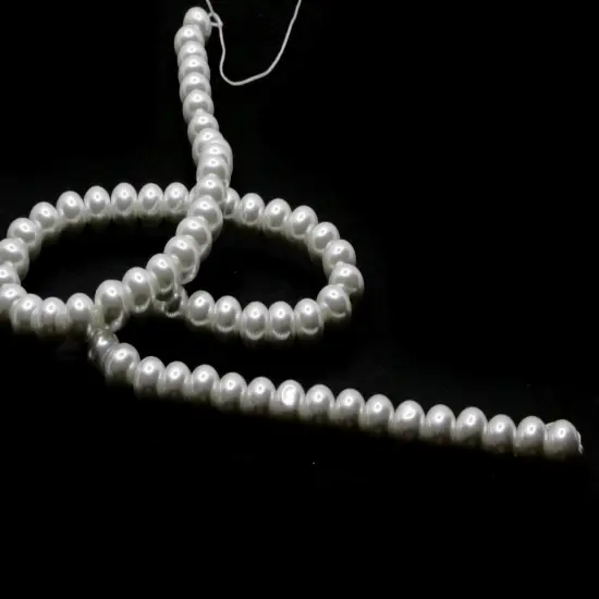 65 8mm White Glass Pearl Rondelle Beads {6}