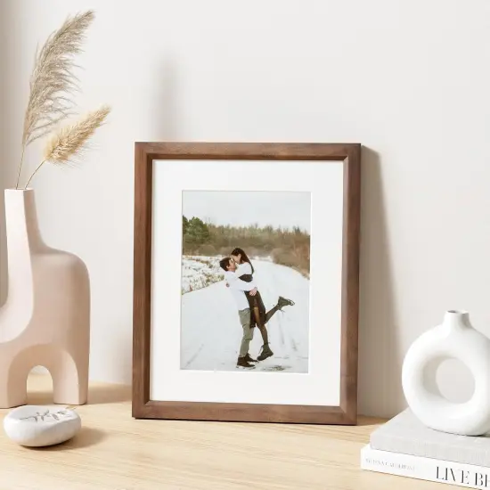 8x10 Picture Frame Set of 4 Natural Solid Walnut Photo Frames with 5x7 Removable Mat {2}