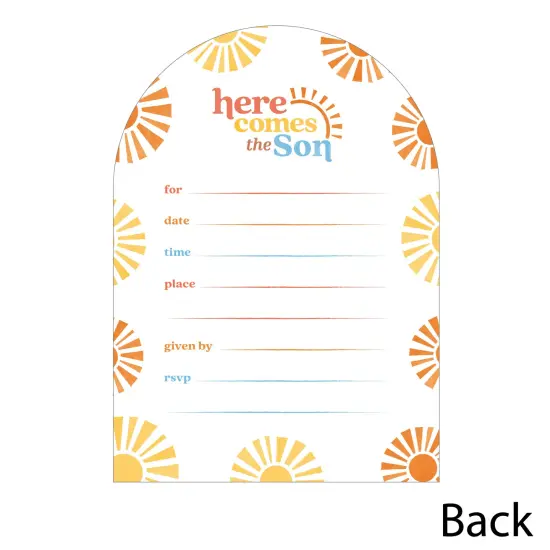 Big Dot of Happiness Here Comes The Son Baby Shower Invitations, Boy Boho Party You're Invited Fill-Ins, Flat Invite Cards with Envelopes - Set of 12 {5}
