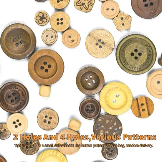 Mixed Vintage Wood Buttons for Crafts,Assorted Shapes Bulk DIY Sewing {3}