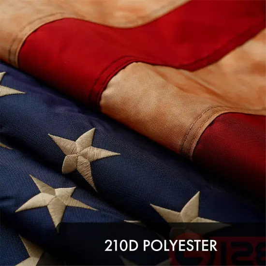 G128 American USA Tea-Stained Flag | 6x10 Ft | ToughWeave Pro Series Embroidered 420D Polyester | Embroidered Stars {4}