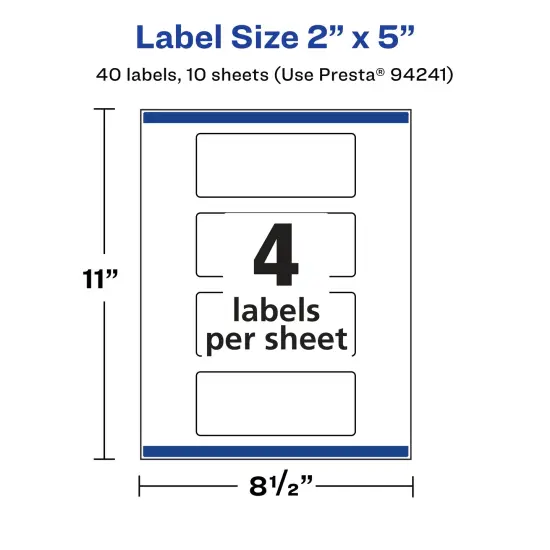 Avery Glossy Clear Rectangle Labels with Sure Feed, 2" x 5" {5}