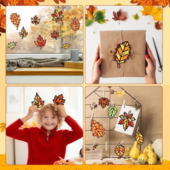 12 Pack Maple Leaf Craft for Kids Make You Fall Own Stained Glass {5}
