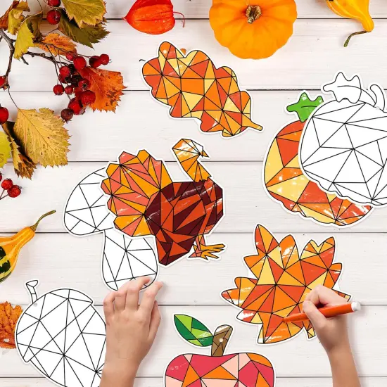 83Pcs Color Your Own Fall Kit for Kids Thanksgiving DIY,Coloring Fall Craft Kit {3}