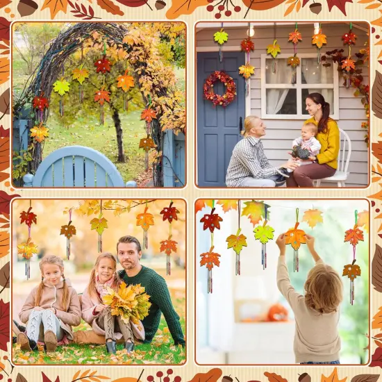 9 Pack Fall Wind Chime Kit for Kids Make You Own Maple Leaf Wind {5}