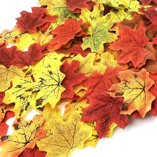 200 Pcs Fall Artificial Maple Leaves {1}