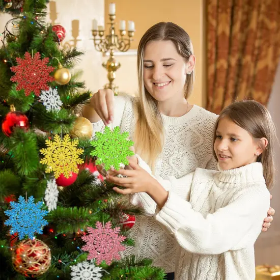 Wooden Christmas Snowflake Ornaments to Paint Christmas Winter Decoration Cutouts Unfinished 24PCS 3.5 inches, DIY Blank Unfinished Christmas Tree Ornament for Home Snowflakes Crafts Hanging {3}