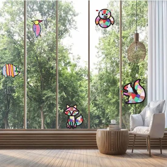 Tissue Paper Suncatcher Craft Fall Animals Suncatchers {3}