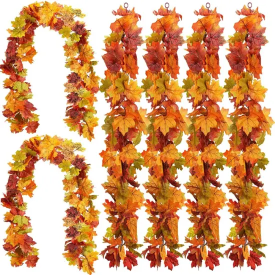 6 Packs Artificial Fall Leaves Garland - 5.9Ft/Pieces {1}