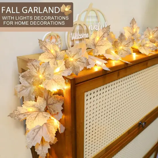 3 Pack Fall Garland with Lights - 20Ft 60LED {2}