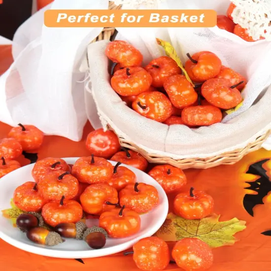40 Pcs Mini Artificial Orange Pumpkins for Table {4}