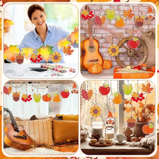 30 Sets Fall Plant Suncatchers Art Kits DIY Thanksgiving Pumpkin {4}