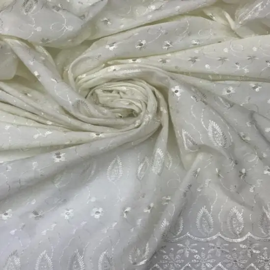 1 Yard Ivory Medium Eyelet Fabric with Double Border & Soft Touch 41/42" Wide {1}
