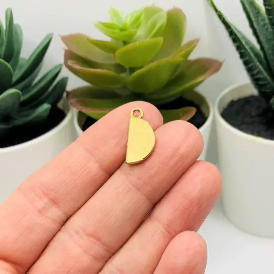 Red and Gold Enamel Watermelon Charms, 17x8mm {3}